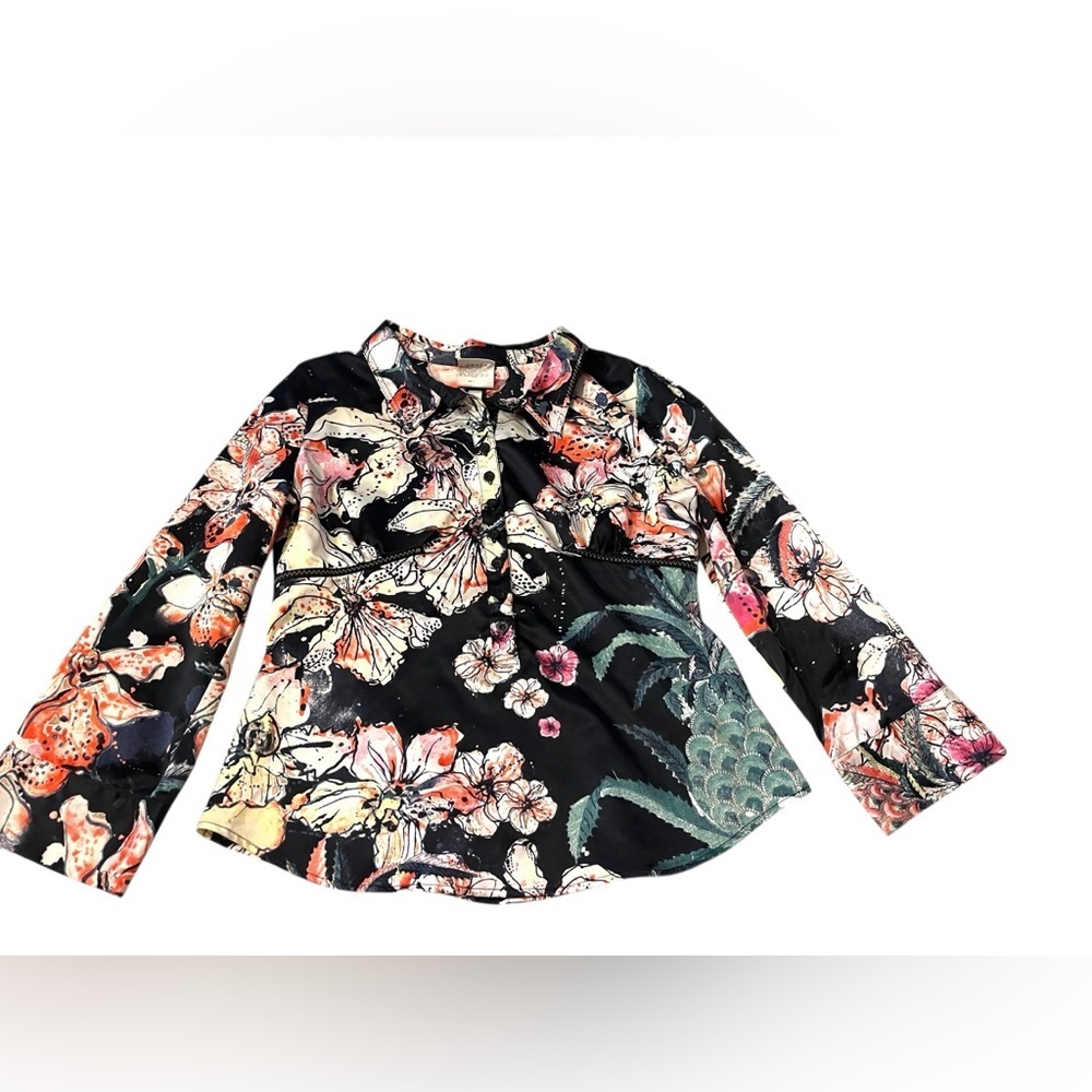 Vintage 2000's Just Cavalli Made in Italy Floral Shirt Sexy Stretch size 46